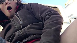 Farm girl gets off outside