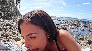 Curvy Latina With Big Ass Fucks On The Beach While On Vacation