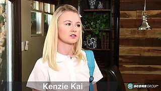 Schoolgirl Kenzie Kai Flashes Her Flat Chest and Cums for the Camera