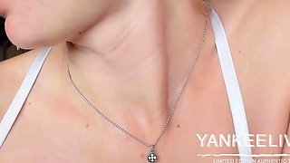 Blonde Solo Webcam Girl in Public BDSM Fingering
