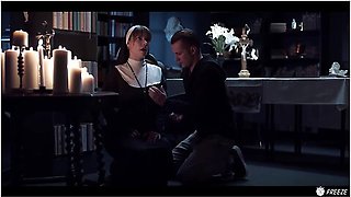 Freeuse Fantasy, Sata Jones And Sam Bourne - Porn For Atheists - Redhead Nun Time Stop Facefucked With Cum In Mouth