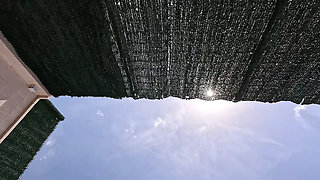 Nude Pool Tease and Masturbation While He Watches