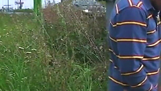 Blonde beauty gets fucked and facialized outdoor