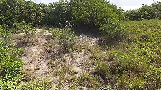 Outdoor Public Sex with Hot Brazilian Milf - Deep Blowjob and Doggy Style Fucking on Beach