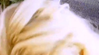 Busty blonde gives a deep blowage to her lover