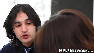 MILFs Krystal Sparks and Millie Morgan ask their stepsons for help