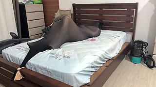 Wrapped in Many Layers of Pantyhose Bondage During Nylon Encasement