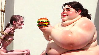 Intense Feeding Session - SSBBW Humiliates and Fattens Thin Girl