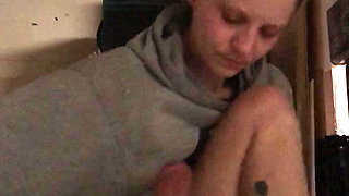 Tiny Blonde Spinner Sucks a Big Cock and Then Rides It