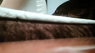 Big arse wife fucks me in her panties on hidden cam