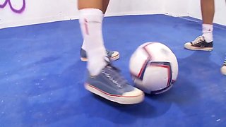 Sporty Krystal And Leila Suck And Fill Each Others Horny Twats On Gym Mat - Krystal Webb, Leila Bee And Harley Kent