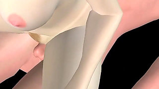 Animated 3D Porn - Beautiful Girl Riding Asian Man Dick in Pussy & Ass