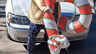 Big Beautiful Woman Nurse Vicki Crushes This Blow up Candy Cane