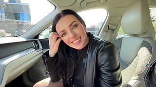 Risky Car BJ Mishap – Gagging MILF Almost Caught by Pedestrians