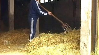 Horny German BBW Making Her Dude Cum on a Farm