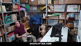 Blonde gf rammed by the guard in front of boyfriend