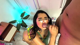 Hot blowjob from a brunette in POV