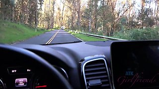 Small tit brunette amateur tugs on a big willie