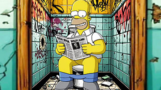 Married Housewife Gets Fucked In A Public Dirty Restroom. Cartoon. Simpsons Parody.