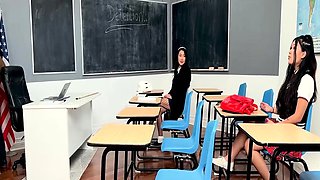 Risky Teacher Fucks Two Asian Students during school hours J