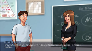 I got a hard cock in the locker room when I saw the nerd's big tits - Summertime Saga EP #1
