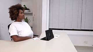 Coming to work and to check on him, the BBW ebony is getting dicked by her stepson