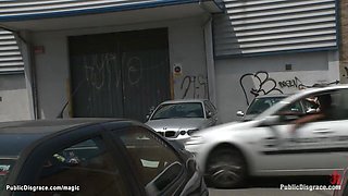 Spanish babe bound ass fucked outdoors