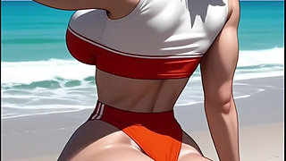 Huge Ass Bounce on Beach, Ai Animation