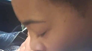 Petite Ebony Teen Blowjob in Car