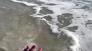 Waves Crashing on Size 16 Feet & Legs