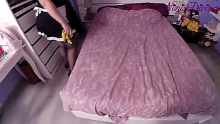 I must punish the sexy maid by spanking her because she broken my chandelier!