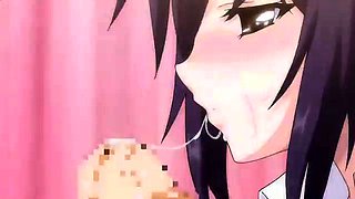 Busty hentai teen welcomes a thick cock inside her pussy
