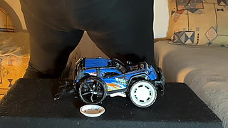 Plastic Toy Car Got Crushed by Lucys Fat Ass!