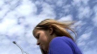 Natural Amateur blowjob outdoors exposed