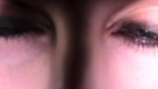 Vulva rubbing close up with blonde handling monster dildo