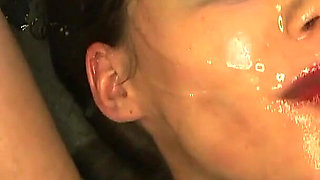 Brunette Slut Takes Massive Facials in Wild Ggg Bukkake