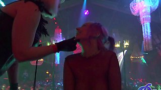 Amateur milf facial in public gang bang