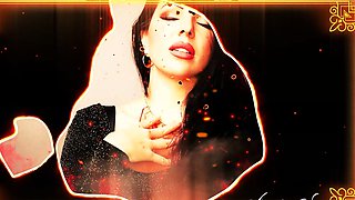 Sexy brunette babe with big cock jerking in solo