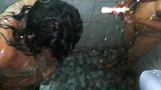 Desi Maid Being Husband's Shower Partner Under Wife's Nose