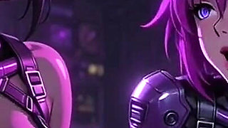 Cyberpunk Fun Girls in Their Room, Ai Animation