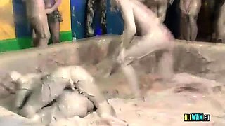 Hot Euro sluts love mud wrestling