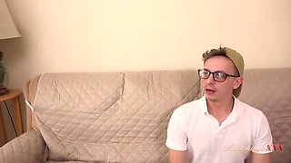 Skinny 60 Year Old GILF Granny Fucks Young Tech Guy in Glasses - British Mature Dee Lite