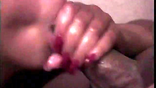 Long hair ebony licks cumload after sucking black cock
