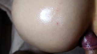 Oiled Bubble Butt Teen Gets Anal Creampie and Cum on Ass