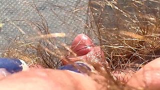 Amateur Hairy Girl Mastubates in Closeup with Huge Clit
