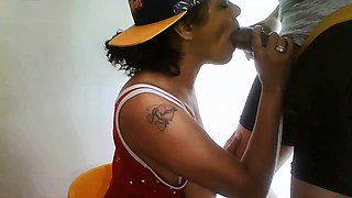 Lesbian punk Boricualovenyc gets into character for some intense cross-dress action with black cock in POV style