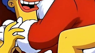Santa Claus Fucks Married Housewife Marge Simpson on Christmas Day