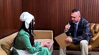 Amish hottie milks doctors big white cock on therapy