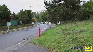 Shame4k. street whore Texas Patti went all the way behind a fence and continued to bang a teenager stud