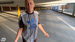 Horny Blonde MILF Slut Gets Fucked Throughout the Parking Garage